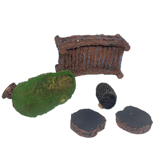 Vtg Fairy Garden Lot Mini Furniture Swing Windmill Well Fence Accessories 20pc - Picture 8 of 13